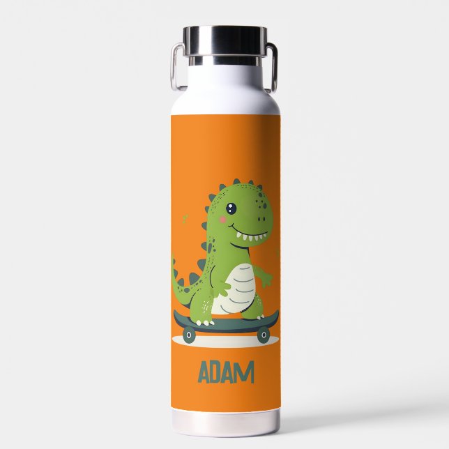 Spaß beim Skateboarden von Dinosauriern mit Kinder Trinkflasche (Vorne)