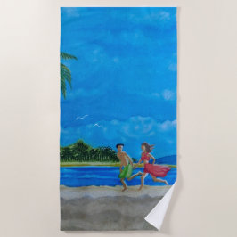 Spaß beim Sonnenlauf Strandtuch
