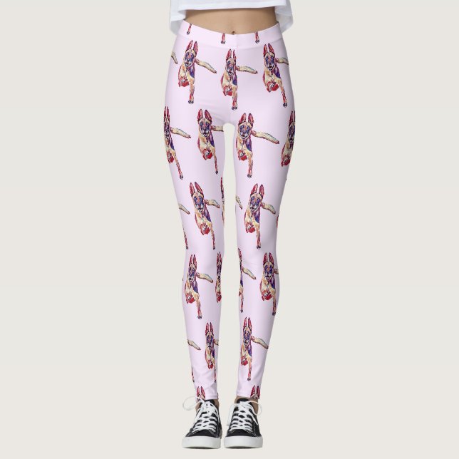 Spaß bemalt Lauf belgischer Malinois-Leggings Leggings (Vorderseite)