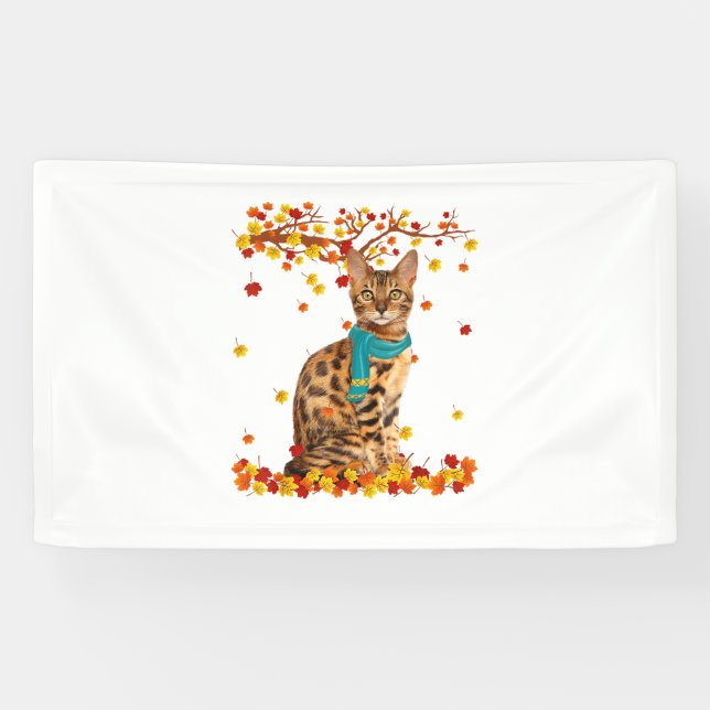 Spaß Bengalischer Erntedank Herbstkatzengeschenke Banner (Horizontal)