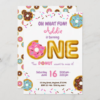 Spaß besprüht Krapfen-Krapfen-Mädchen-1. Einladung