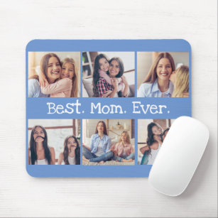 Spaß Beste Mama je 6 FotoCollage in blau weiß Mousepad