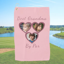 Spaß Beste Oma par Pink Herz 3 Kinder Foto Golfhandtuch
