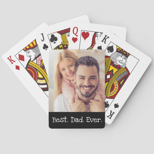 Spaß Bester Vater je Foto Schwarz und Weiß Einfach Spielkarten (Rückseite)
