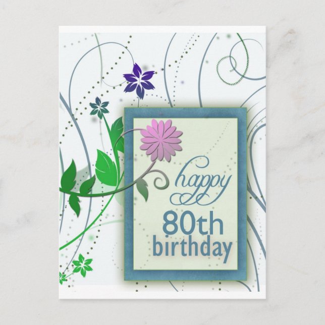 Spaß Blume glücklich 80. Geburtstag Postkarte (Vorderseite)