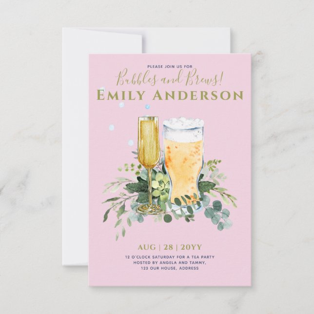 Spaß Bubbles n Brews Beer Champers Brautparty (Vorderseite)