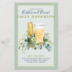 Spaß Bubbles n Brews Beer Champers Brautparty Flyer