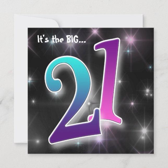 Spaß & bunt 21. Geburtstag Party Einladung (Vorderseite)