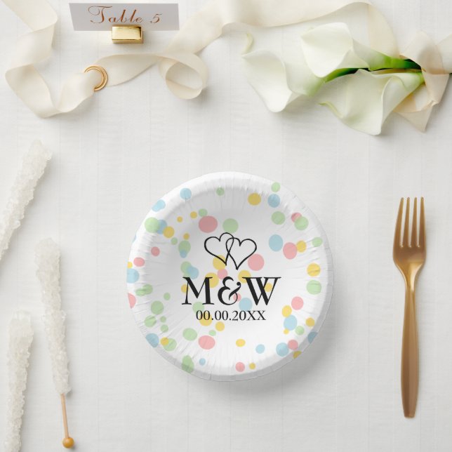 Spaß bunt Konfetti Dots Papier Schalen für die Hoc Pappteller (Hochzeit)