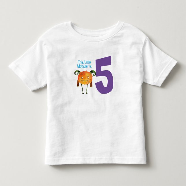 Spaß bunt Mein kleines Monster ist fünf Kleinkind T-shirt (Vorderseite)