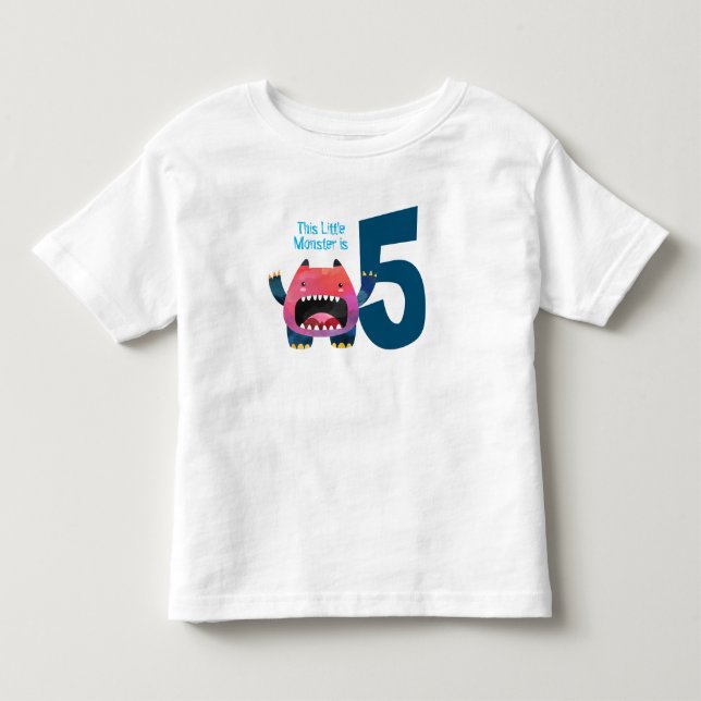 Spaß bunt Mein kleines Monster ist fünf Kleinkind T-shirt (Vorderseite)