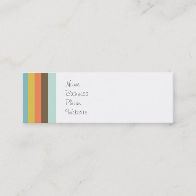 Spaß-bunte Streifen blaues orange lila Brown Mini Visitenkarte (Vorderseite)