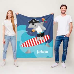 Spaß-bunter surfender Piraten-Haifisch-Wurf Fleecedecke
