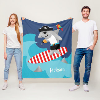 Spaß-bunter surfender Piraten-Haifisch-Wurf Fleecedecke