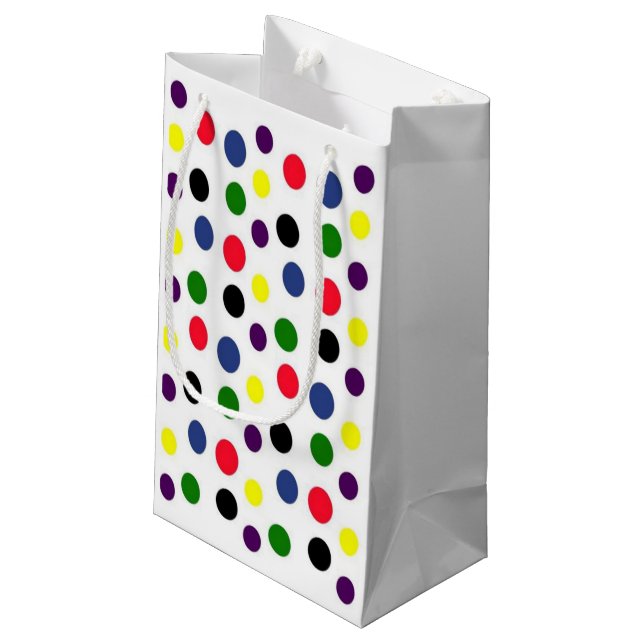 Spaß-bunter Tupfen Kleine Geschenktüte (Rückseite Schrägansicht)