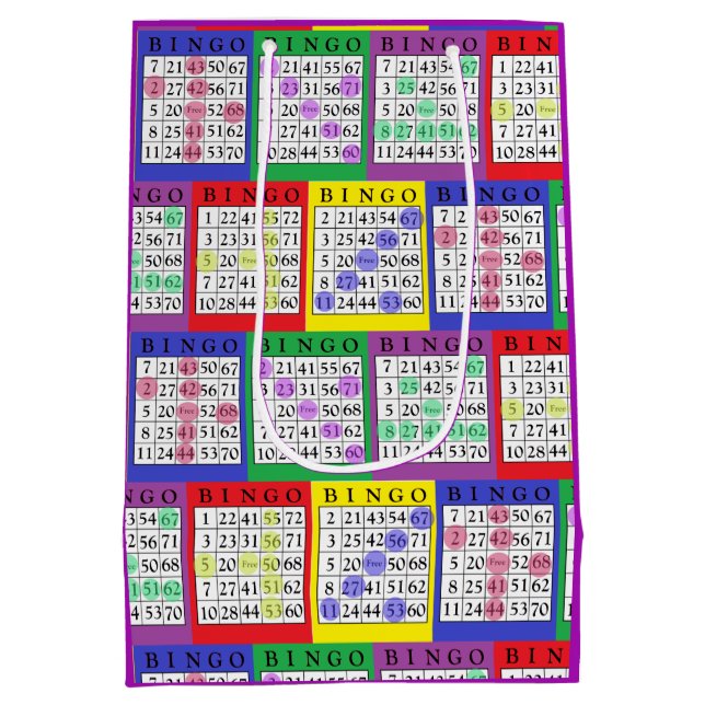 Spaß buntes BINGO kardiert Geschenk-Tasche Mittlere Geschenktüte (Rückseite)