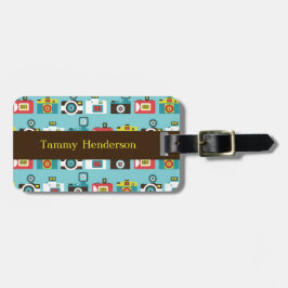 Spaß buntes Retro Lomo Kamera-Muster (blau) Gepäckanhänger