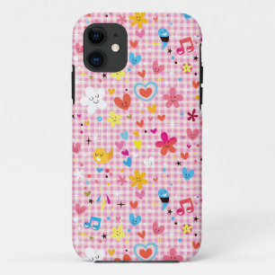 Spaß-Cartoon-Musterrosa iPhone 11 Hülle