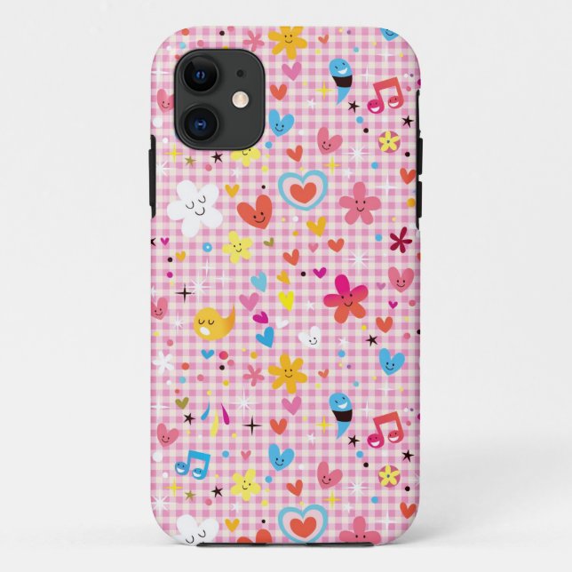 Spaß-Cartoon-Musterrosa Case-Mate iPhone Hülle (Rückseite)