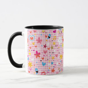Spaß-Cartoon-Musterrosa Tasse