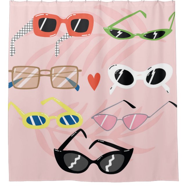 Spaß Cartoon: Trendy Sunglassensammlung Duschvorhang (Vorderseite)