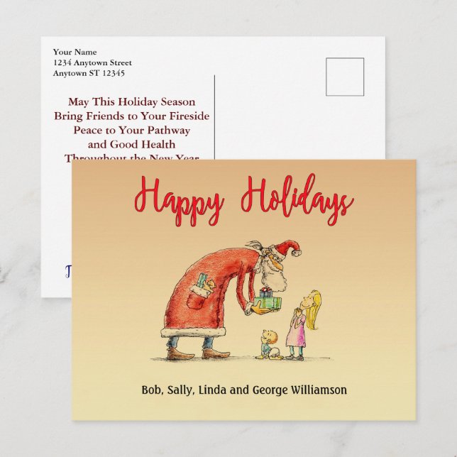 Spaß Cartoon Weihnachtsgeschenke glückliche Feiert Postkarte (Vorne/Hinten)