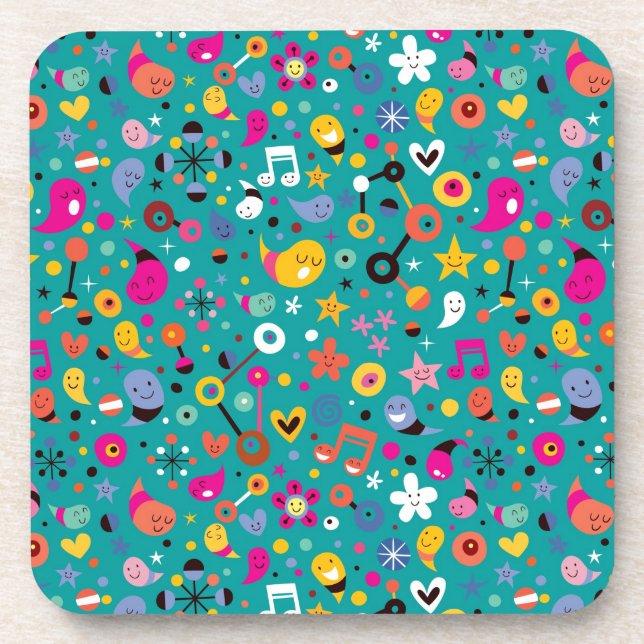 Spaß-Cartoonmuster aquamarin Getränkeuntersetzer (Vorderseite)