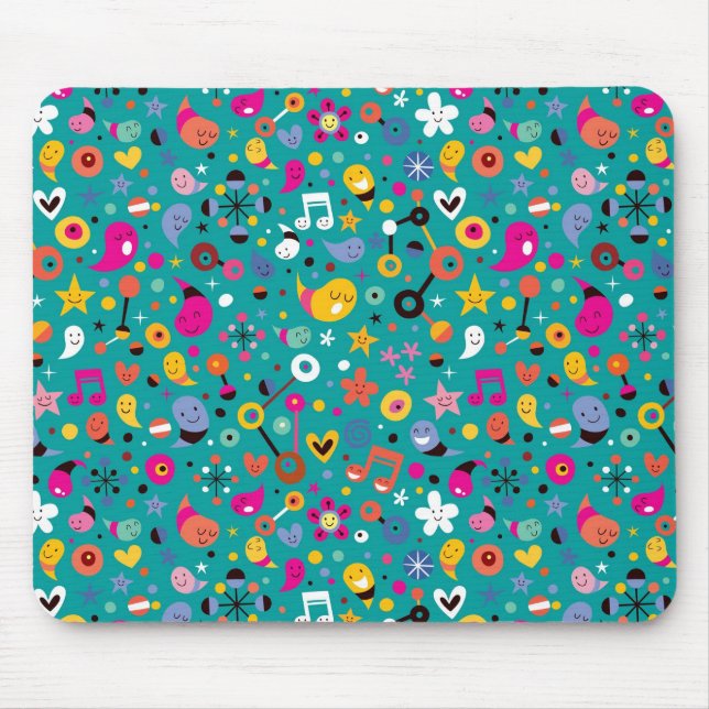 Spaß-Cartoonmuster aquamarin Mousepad (Vorne)