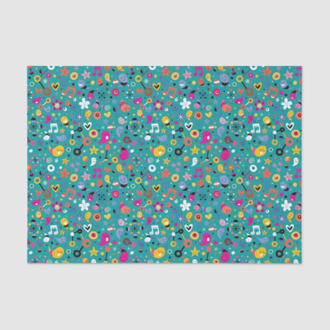 Spaß-Cartoonmuster aquamarin Seidenpapier (Vorderseite)