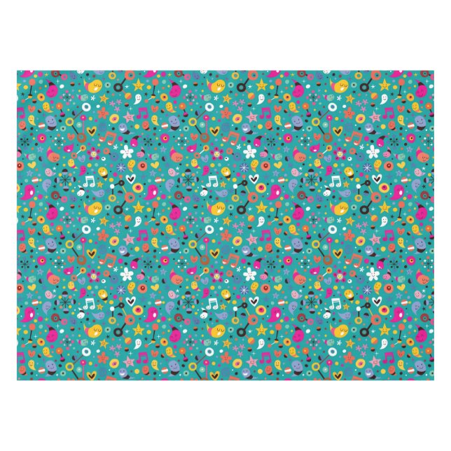 Spaß-Cartoonmuster aquamarin Tischdecke (Vorderseite (Horizontal))