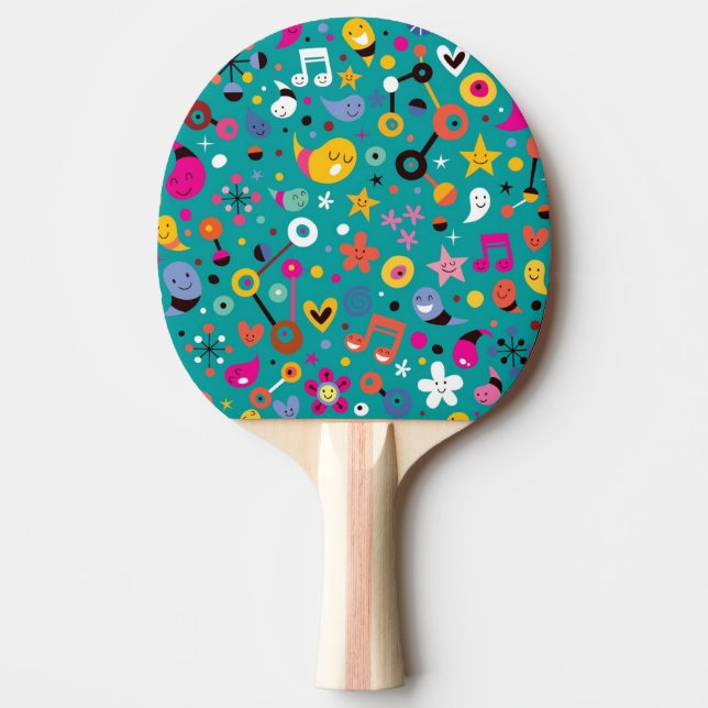 Spaß-Cartoonmuster aquamarin Tischtennis Schläger (Vorderseite)
