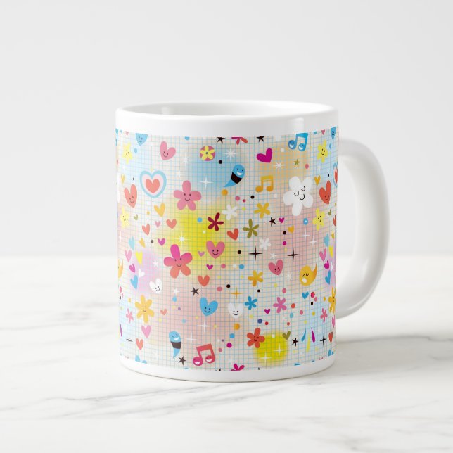 Spaß-Cartoonmuster Jumbo-Tasse (Vorderseite Rechts)