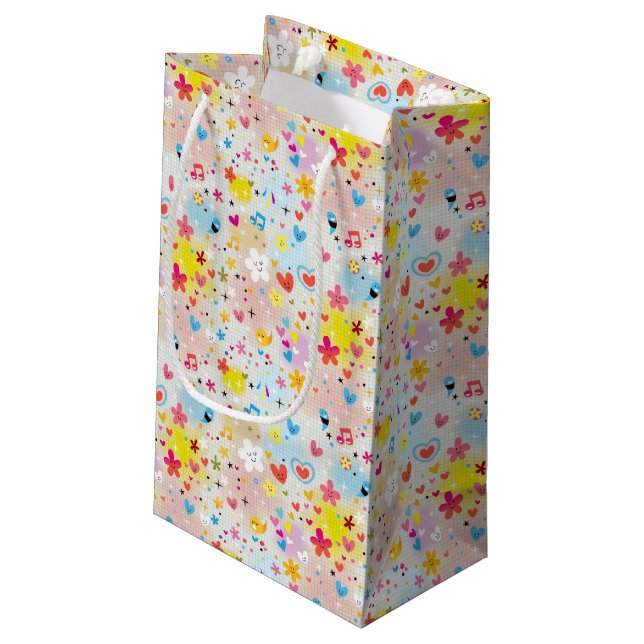 Spaß-Cartoonmuster Kleine Geschenktüte (Rückseite Schrägansicht)