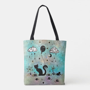 Spaß Cat Doodle Art Katzen Silhouette Tasche