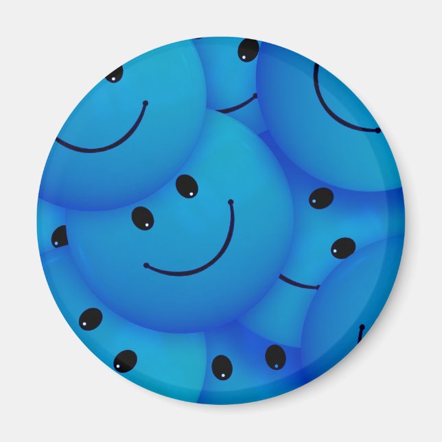 Spaß Cool Happy Blue Faces Magnet (Vorne)