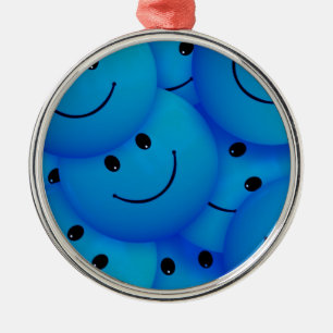 Spaß Cool Happy Blue Faces Ornament Aus Metall