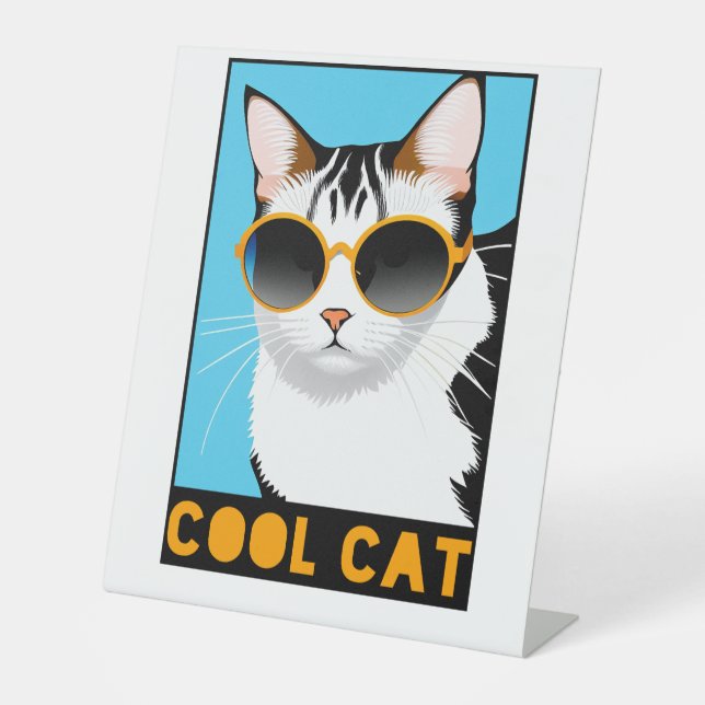 Spaß Coole Katze Sockelschild (Vorderseite)