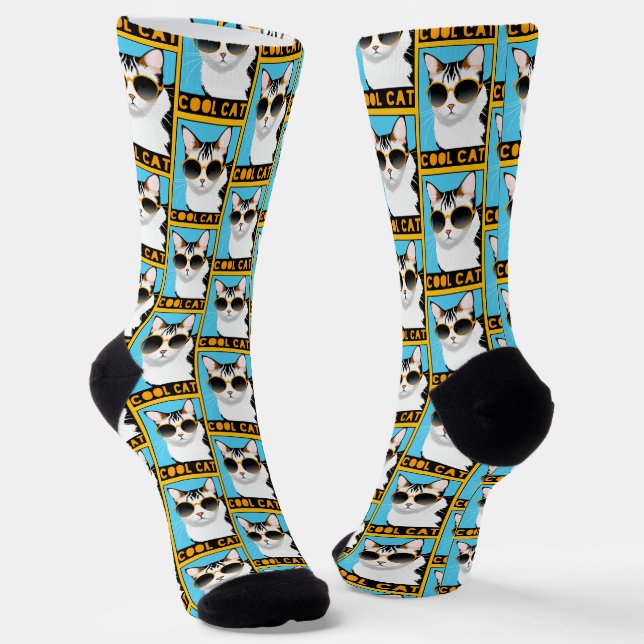 Spaß Coole Katze Socken (Gewinkelt)