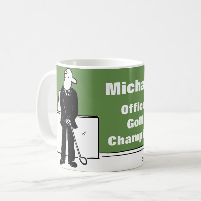 Spaß Design für den Golfschläger. Office Golfer Kaffeetasse (Vorderseite Links)