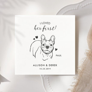 Spaß, die erste französische Bulldogin-Hochzeit zu Serviette