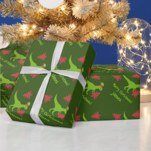 Spaß Dinosaurier Elf Weihnachtswrapping Papier für Geschenkpapier