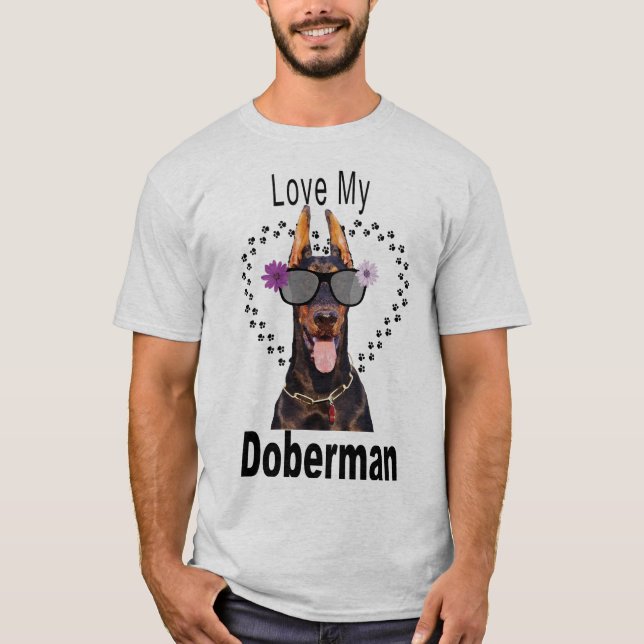 Spaß Doberman in Sonnenbrille T-Shirt (Vorderseite)