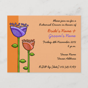 Spaß Doodle Blume orange lila Probe Einladung