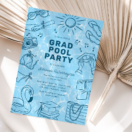 Spaß Doodle Pool Party Abschlussfeier Einladung