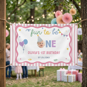 Spaß, einer mit rosa Streifen zu sein 1. Geburtsta Banner