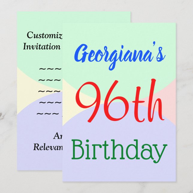 Spaß, Einladung zum 96. Geburtstag (Vorne/Hinten)