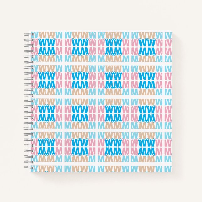 Spaß Elegant Mit Monogramm Pink Blue Kids Letting Notizbuch (Vorderseite)