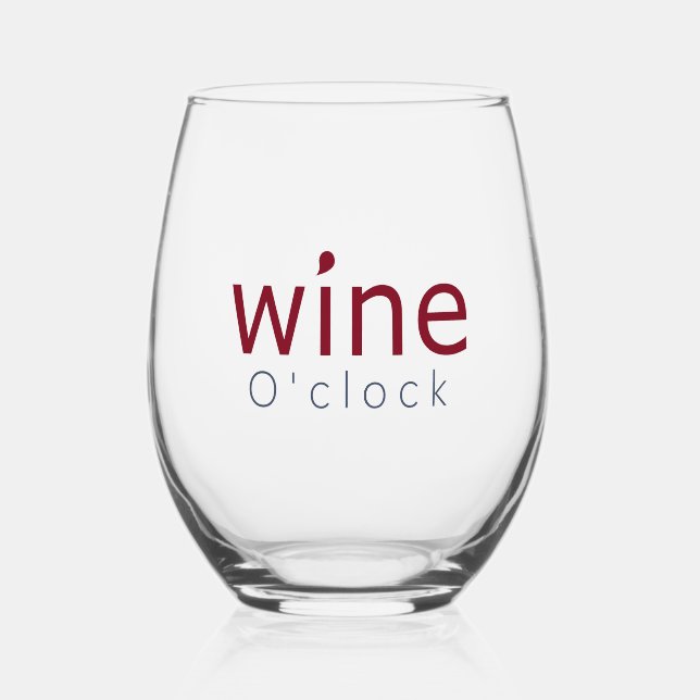 Spaß Elegant "Wine O'clock" Drop Talk Symbol Kunst Weinglas Ohne Stiel (Vorderseite)