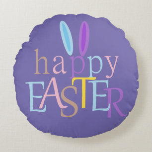 Spaß Elegante Farbenfrohe Ostern Lila Rundes Kissen