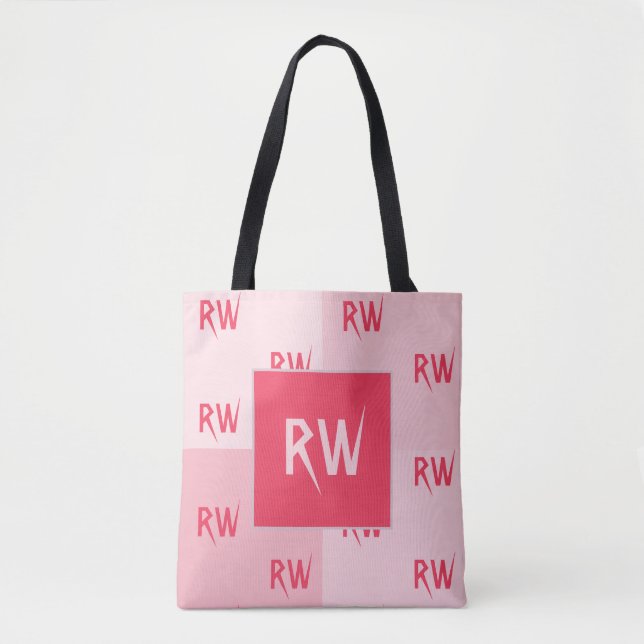 Spaß Elegante Mit Monogramm Soft Rose Rosa Rot Tasche (Vorderseite)